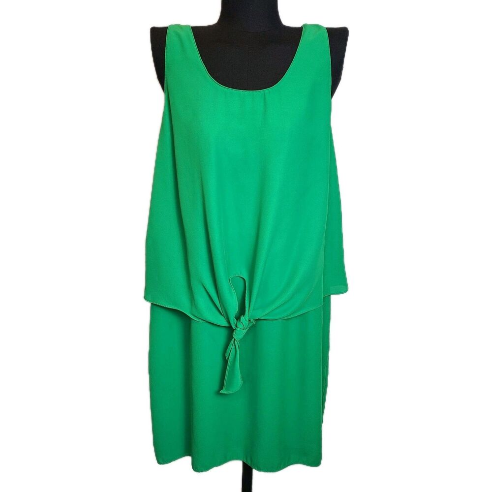 Amanda Uprichard Large Blouson Sleeveless Mini Tank Dress Tie Front Flowy Scoop